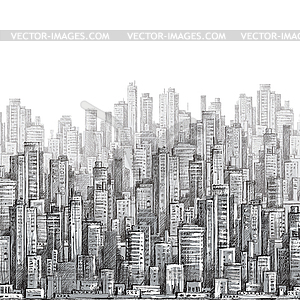 City landscape sketch - vector clipart