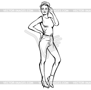 Fashion woman. Female model. fashion lady. Sketch - vector clipart