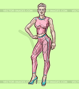 Fitness woman posing. Sexy woman figure, beautiful - vector clip art