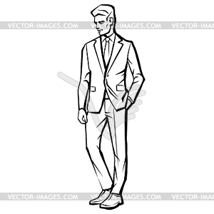 Young fashion male model in suit - vector image