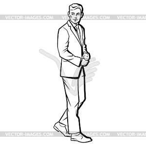Young fashion male model in suit - vector image
