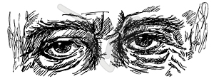 Eyes of old man with wrinkles - vector clip art