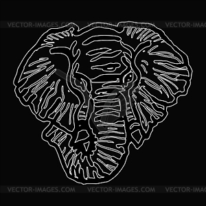 Head of elephant white outline - royalty-free vector clipart