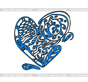 Valentine day card with big zentagle heart - vector clip art