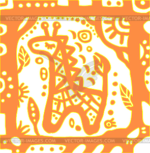 Orange baby giraffe in cute frame - color vector clipart