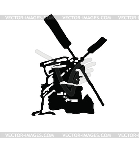 Black and white mill shape - vector clipart