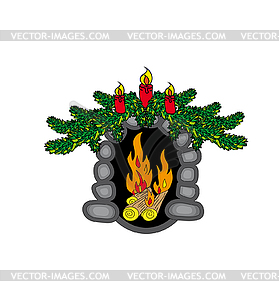 Christmas fireplace. new year - vector image