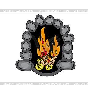 Fireplace. Wood. Fire - vector clipart