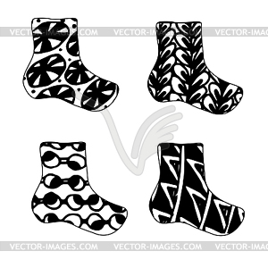 Set of Christmas sock icon in zentagle style - vector clipart