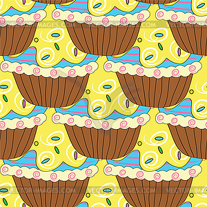 Seamless pattern with pastries and cakes - vector clipart
