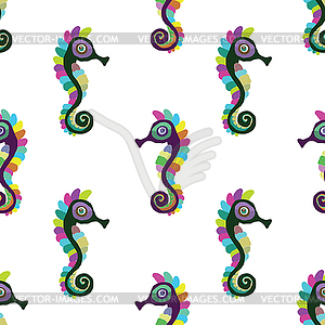 Seamless pattern with seahorse - vector clipart