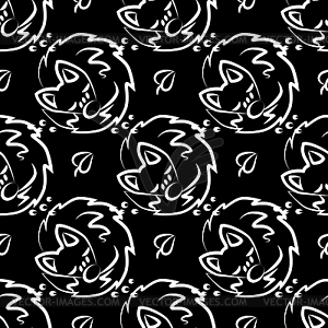 Fox seamless monochrome pattern. Graphic tile. Prin - vector image