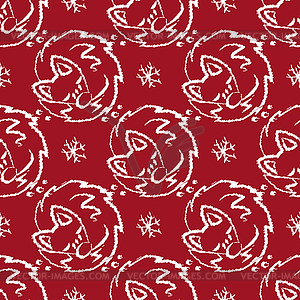Christmas seamless pattern with foxes sleeping and - vector EPS clipart