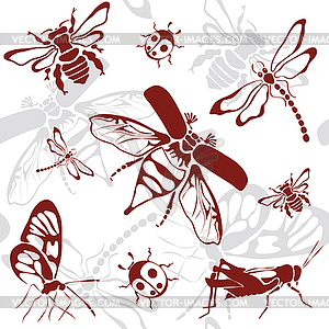 Seamless background insects - vector clip art