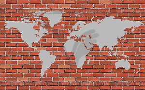 World map on a brick wall - vector EPS clipart