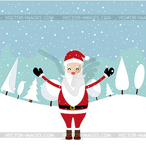 Christmas snow Santa background - vector image