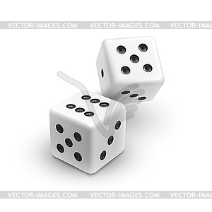 Two white dices - vector clip art