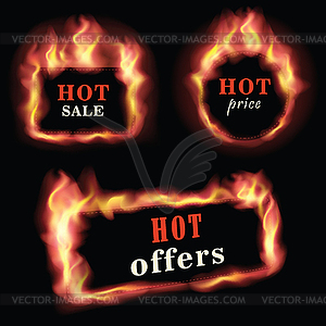 Fire label set - vector image