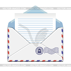 Open envelope with paper  - vector clipart