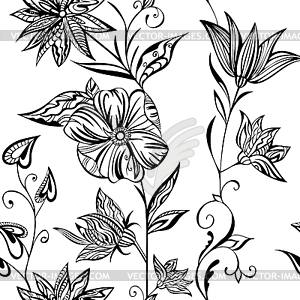 Seamless pattern: fantastic flowers - vector clipart