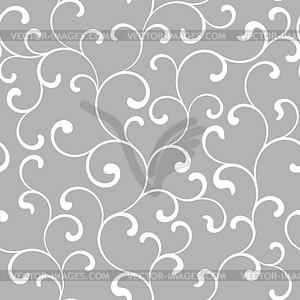 Seamless pattern with white swirls on gray - vector clipart