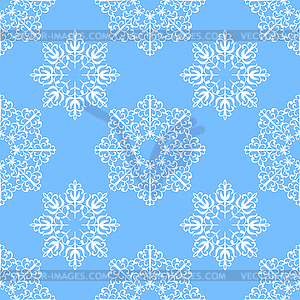 Seamless pattern with snowflakes on blue background - vector clipart