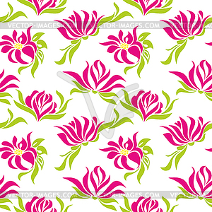 Seamless pattern with pink flowers - color vector clipart