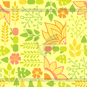 Autumn Seamless pattern on yellow background - vector clipart