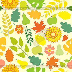 Autumn Seamless pattern on yellow background - vector clipart