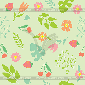 Seamless pattern with spring flowers - vector clipart