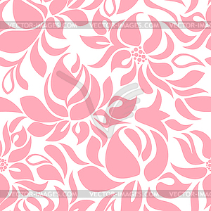 Seamless pattern with abstract pink flowers - vector clip art