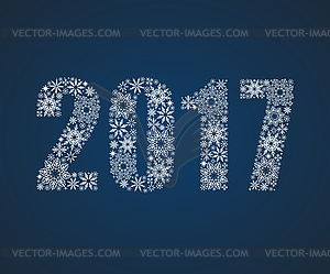 Happy New Year 2017. Figures of snowflakes - vector clip art