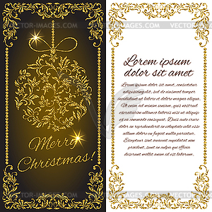 Elegant Christmas postcard: Ball with gold glitter - vector clipart / vector image