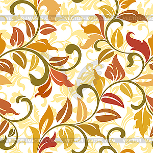 Seamless pattern with yellow and orange autumn leaves - vector clip art