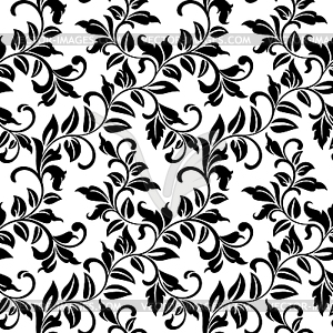 Seamless pattern with twisted branches with leaves - vector image