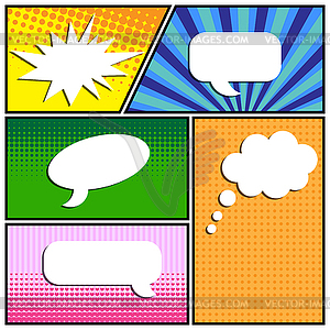 Page template for comics with different bubbles Posts - vector clipart