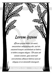 Frame for text of black outlines of trees - vector image