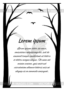 Frame for text of black outlines of trees - vector clipart