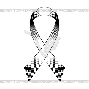 Ribbon with loop colors white with black hatching. - royalty-free vector clipart
