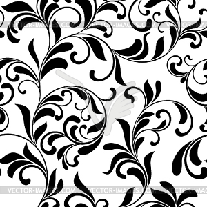 Classic seamless pattern. Tracery of swirls and leaves - vector image