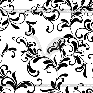 Elegant seamless pattern of swirls and leaves - vector clipart