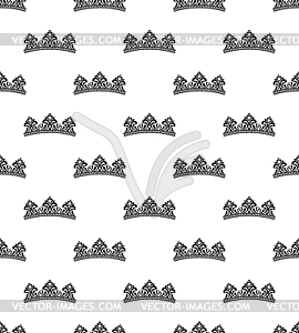 Seamless pattern with crown of floral ornament - vector image