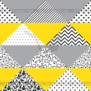 Seamless pattern of triangles with different textures - vector clip art