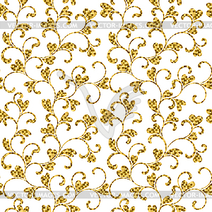 Luxury seamless pattern with gold swirls and hearts - vector clipart