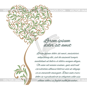 Tree in form of heart. There is place for text - vector image