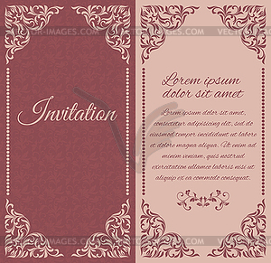 Elegant invitation layout with vintage frames. - vector clip art