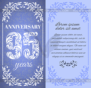 95 years. Template with floral frame and pattern - royalty-free vector image