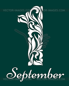 1 September. Elegant decorative fonts. Ornate - vector image