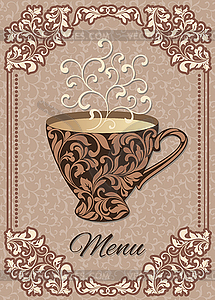 Cover for a menu with a cup of coffee - stock vector clipart