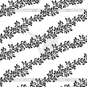 Seamless pattern. Diagonal branches with oak leaves - vector clipart